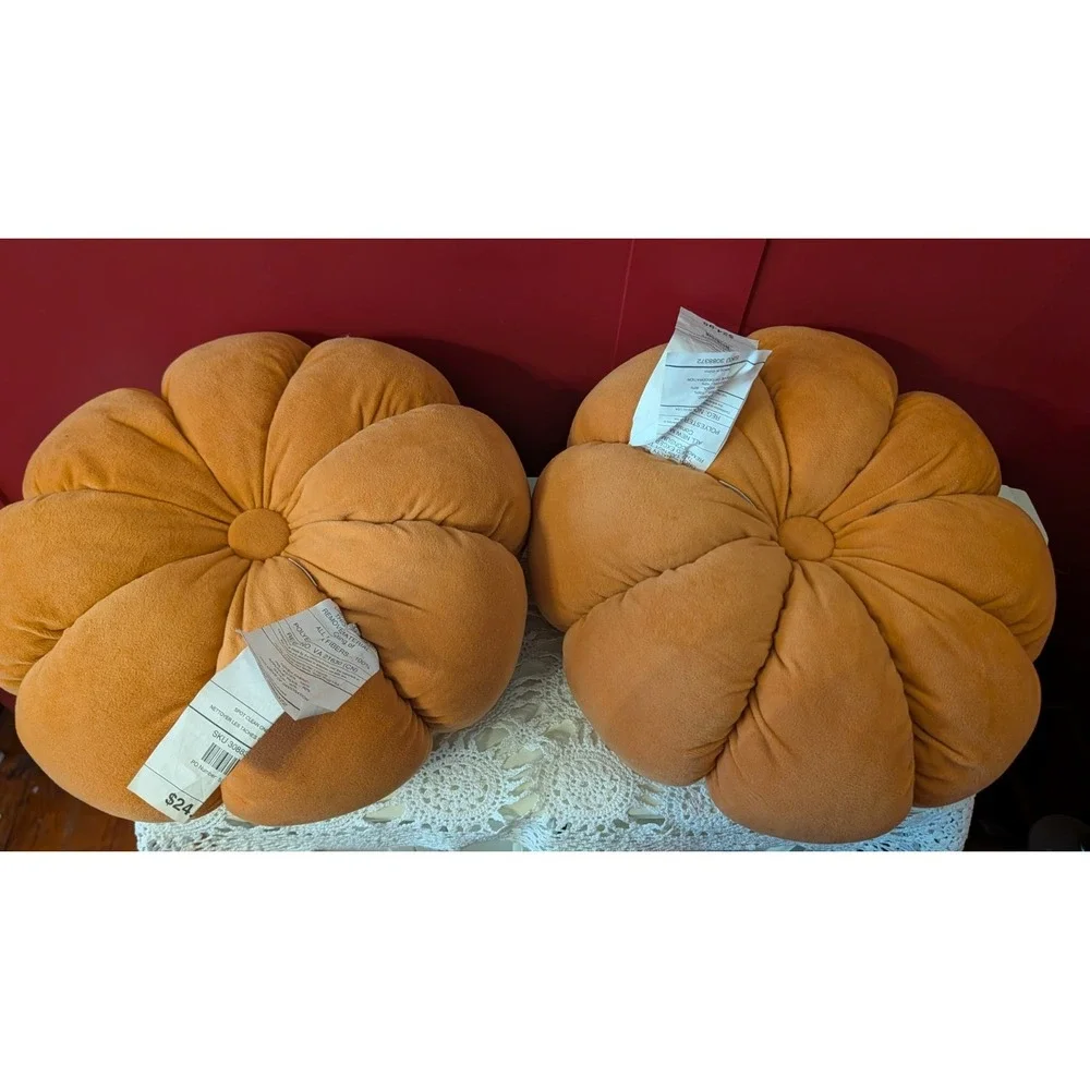 Pier 1 One Plush Pumpkin Pillows Set 2 15